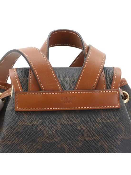 Celine Trio Mini Folco Backpack Leather Tan Brown Gold
